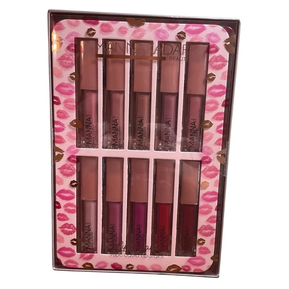 Manna Kadar Lip Heaven Liquid Lip Stains & Plaid Makeup Bag